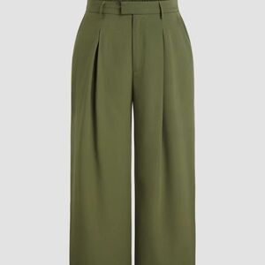 Olive Green Straight-Leg Women's Pants